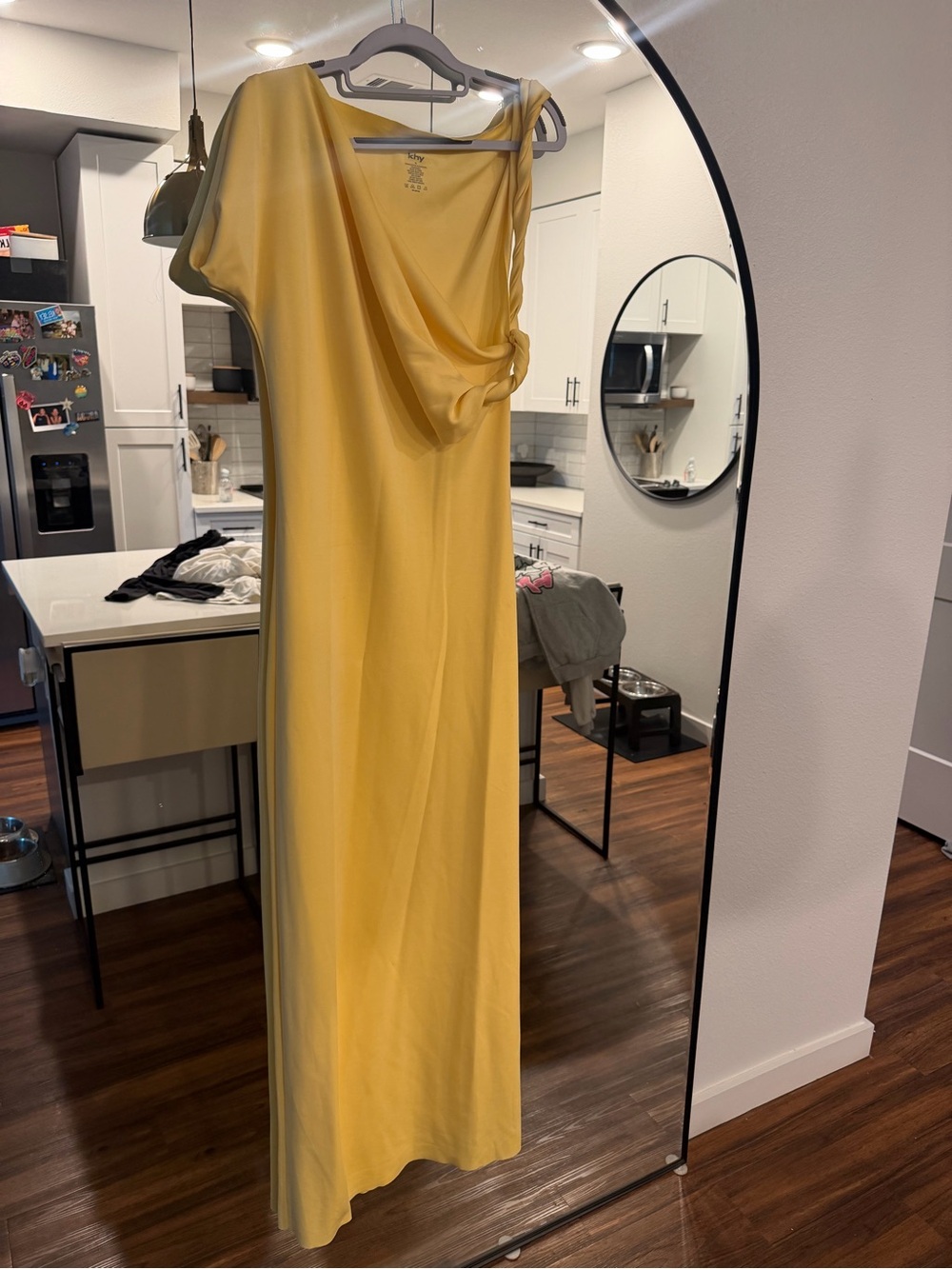 KHY Yellow Suede Twist Maxi Dress